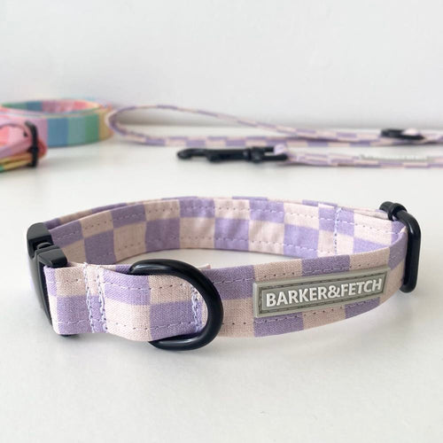 Dog collar - Purple check