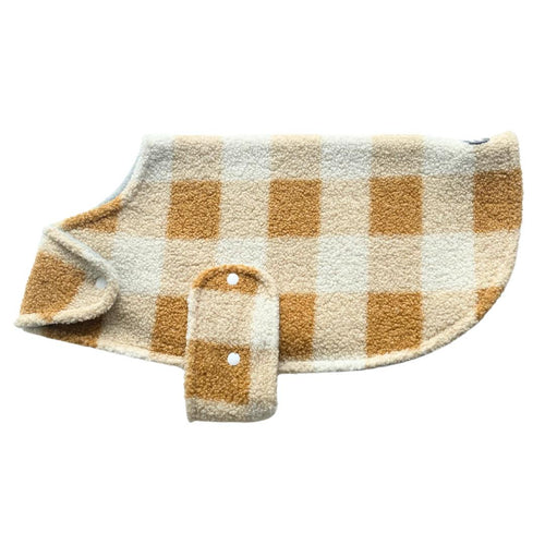 Dog coat - Caramel Frappe | Gingham | Teddy fleece