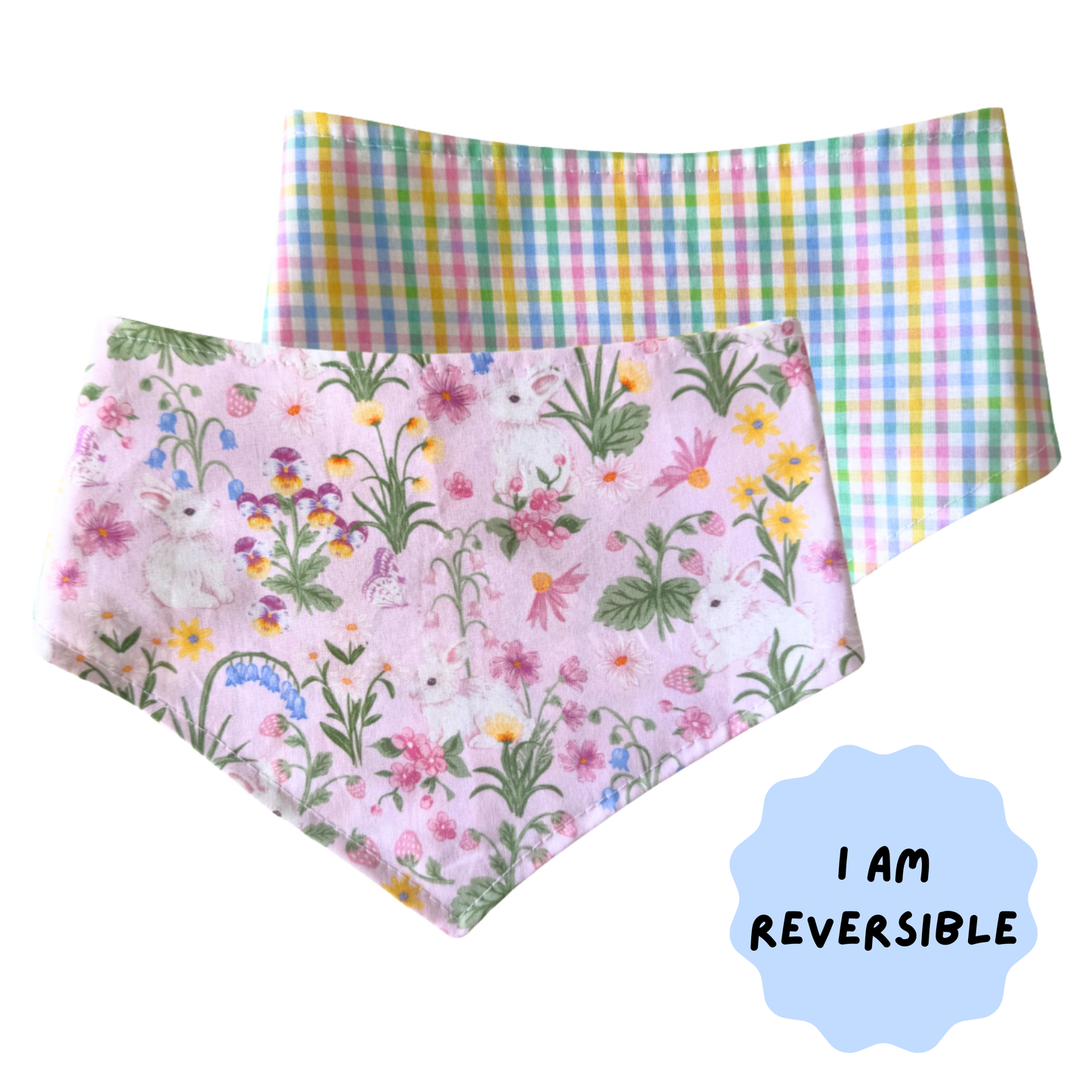 Reversible dog bandana - Bunny Meadow