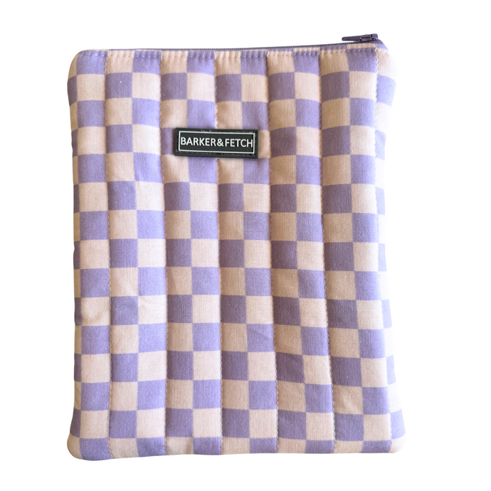 Padded E-reader sleeve | Purple Check