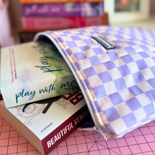 Padded Book sleeve | Purple Check