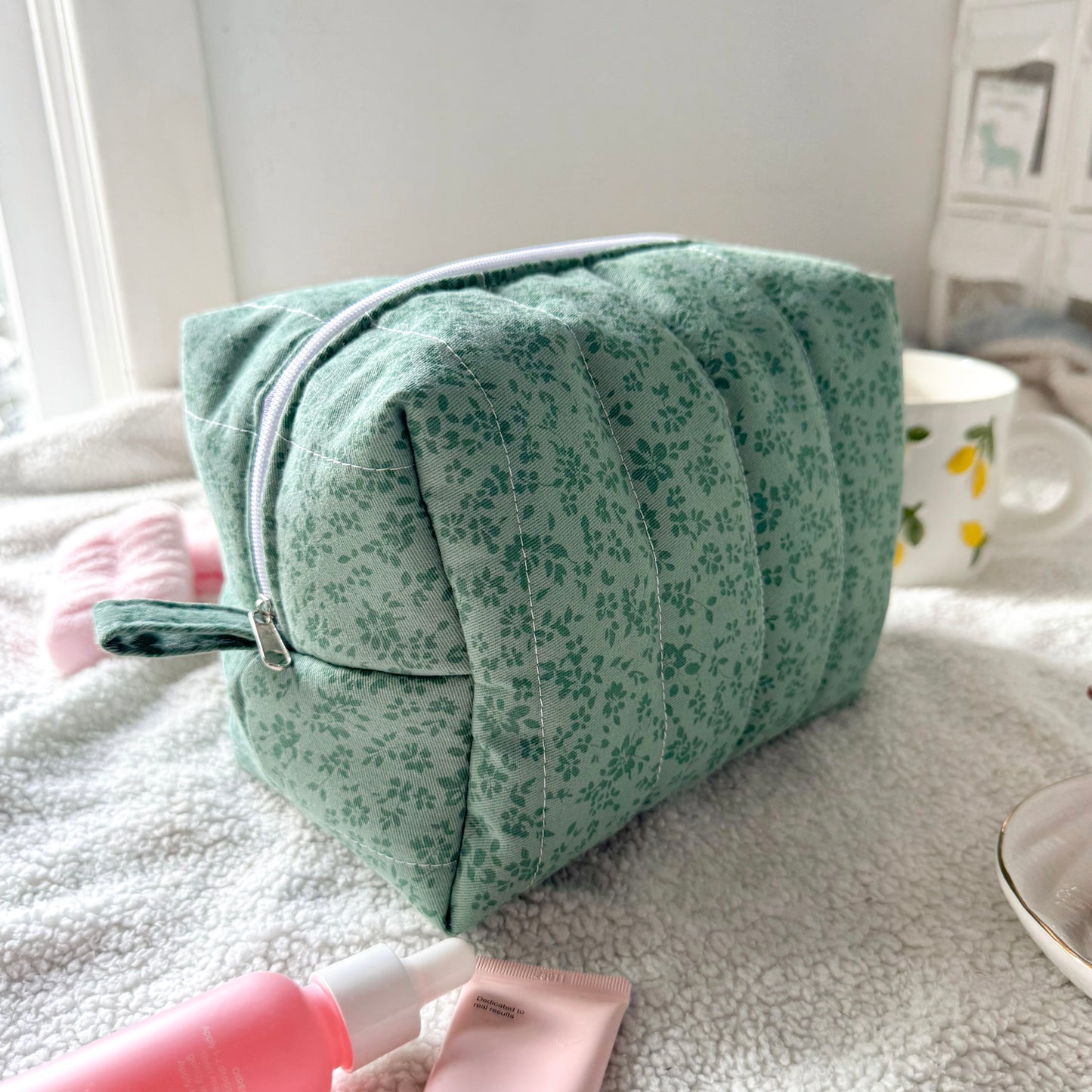 Quilted Makeup Bag | Moss