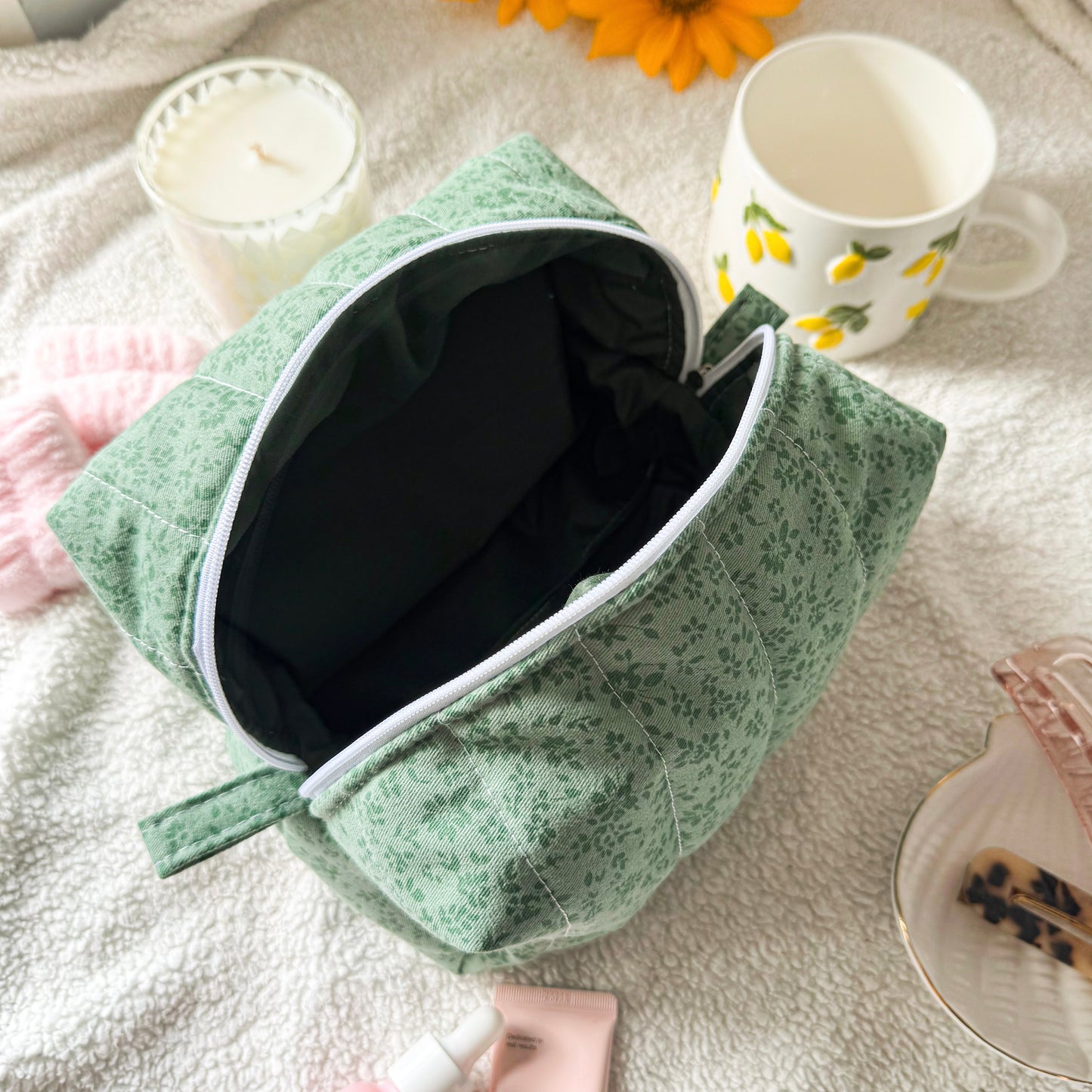 Quilted Makeup Bag | Moss