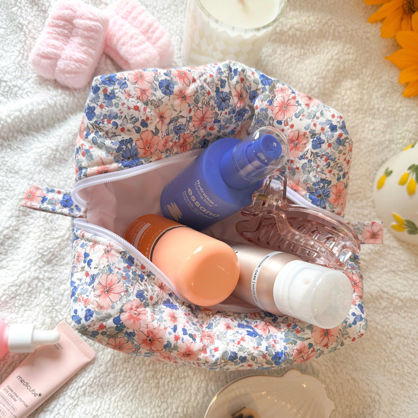 Quilted Makeup Bag | Blossom