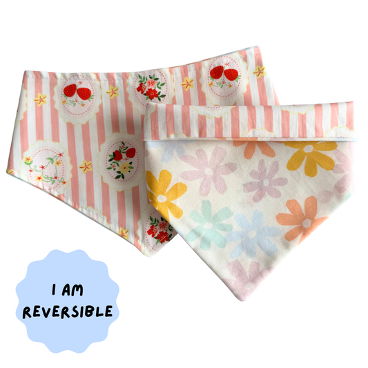 Reversible dog bandana - Pink Posy